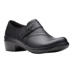 Clarks Women's Angie Pearl Leather Slip On Casual Shoes Black Size 9 W